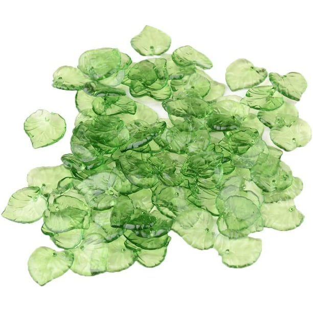 69pcs Acrylic Leaf Beads Jelly-like Crafts 18x11x3mm Green